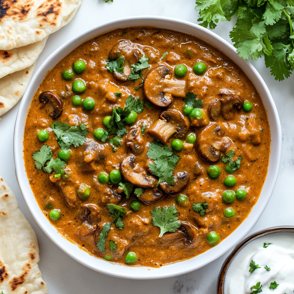 Matar Mushroom Recipe (Mushroom Peas Curry)